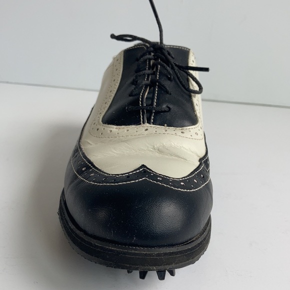 Footjoy Europa Collection wing tip style cream and black golf shoes - Picture 3 of 16